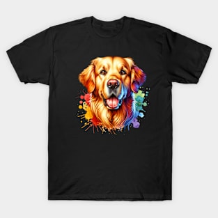 Bright Watercolor Golden Retriever T-Shirt